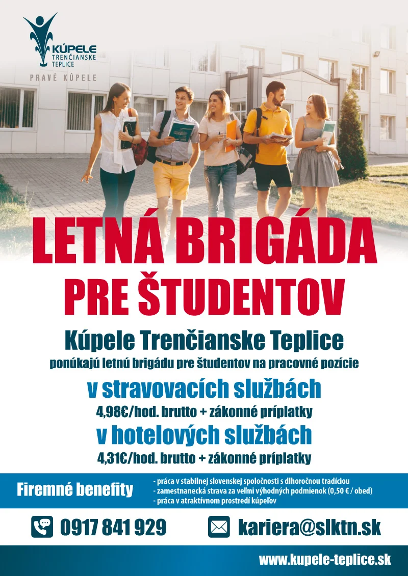 Kúpele Trenčianske Teplice - Letna brigáda pre študentov 2024